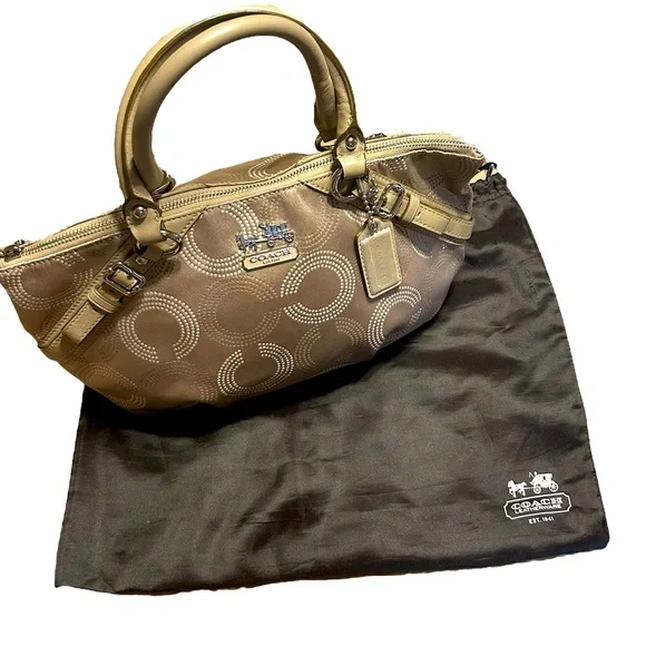 Coach Madison Vintage Dotted Op Art Sophia Satchel with Turquoise Interior - Picture 2 of 16